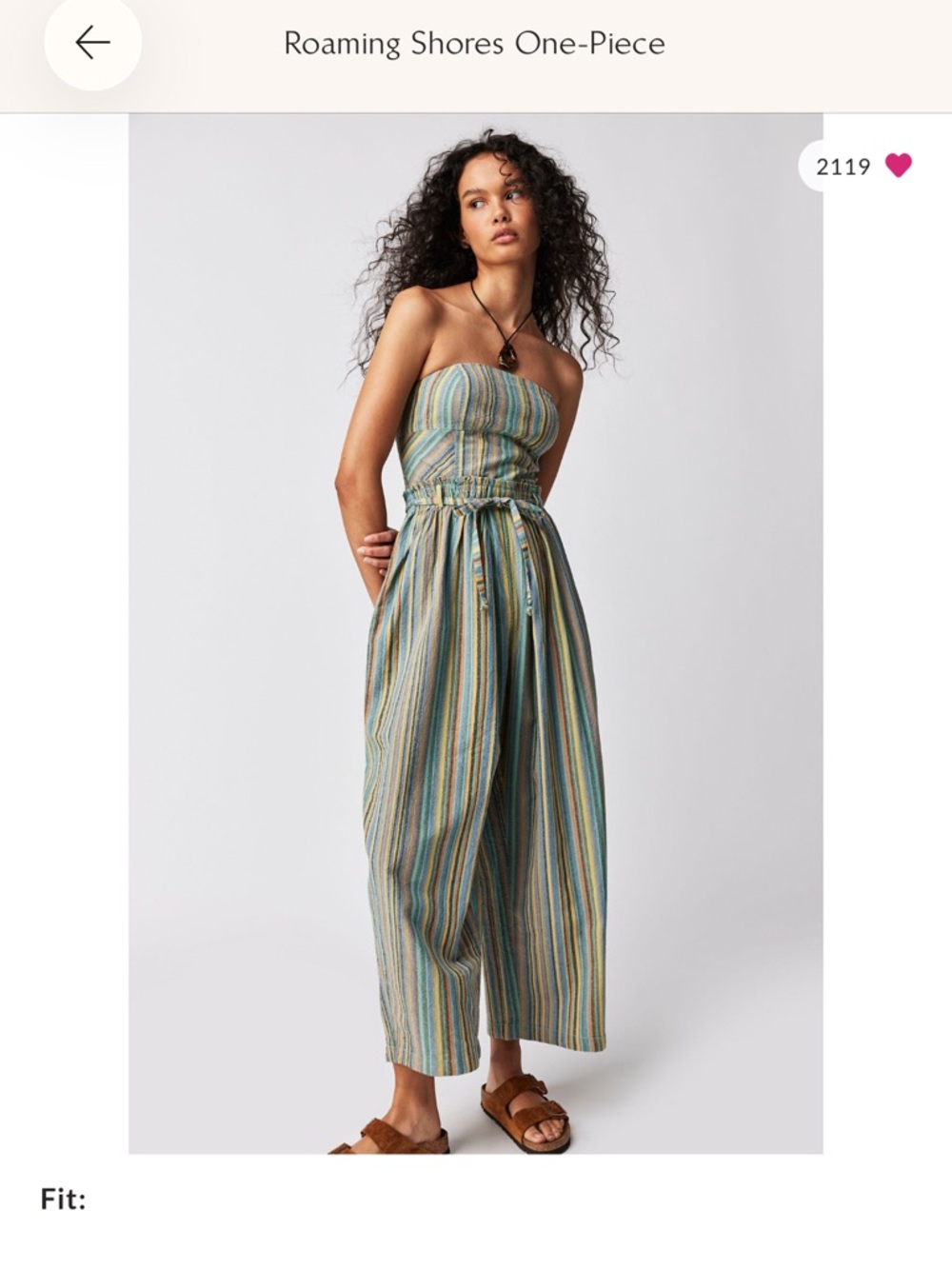 Free People Roaming Shores Strapless Striped Jumpsuit in Multi-Stripe